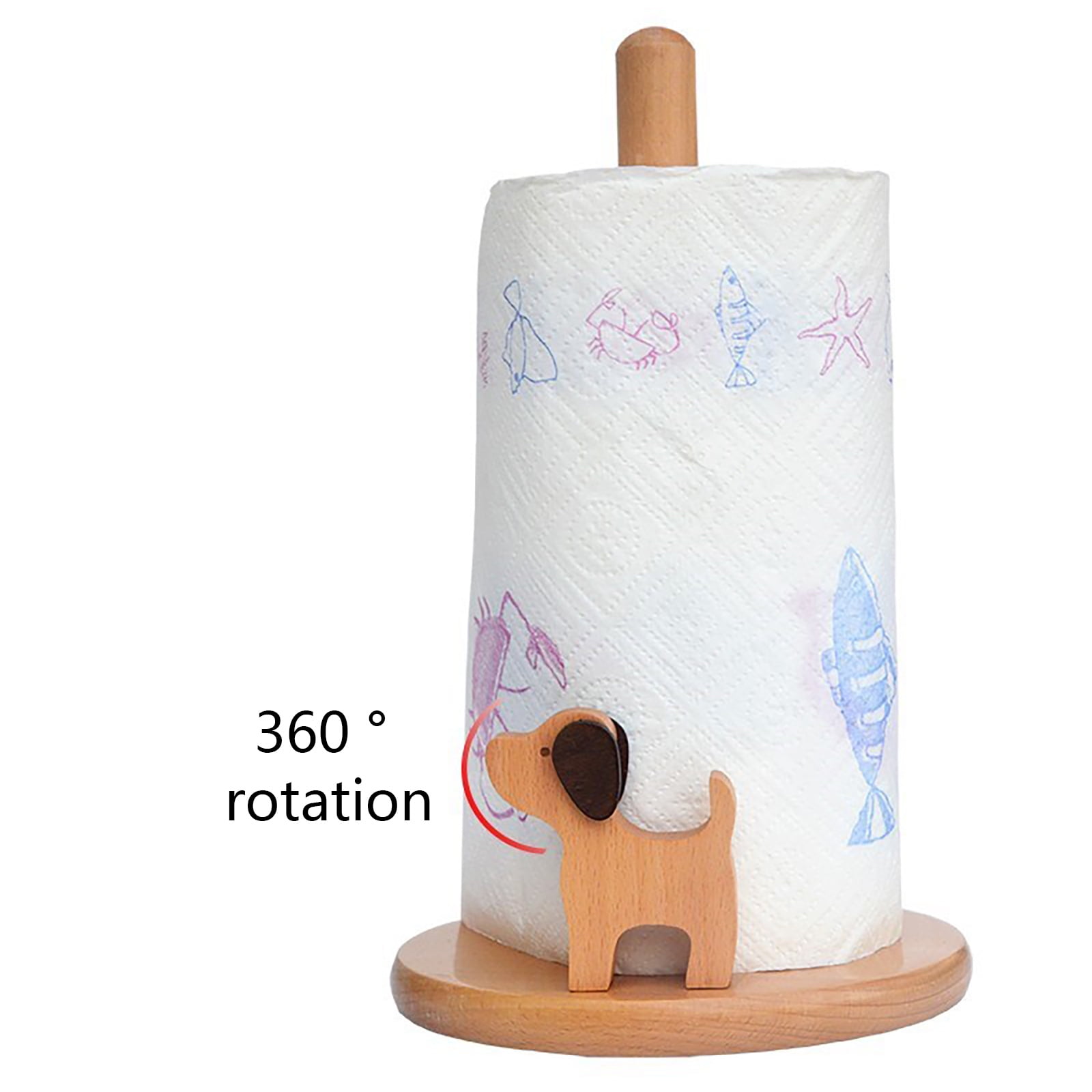 Buy Wood Paper Towel Holder Stand Free Standing Vintage Toilet Bathroom Paper  Towel Roll Hold Industrial Pipe Fitting by Just Green Tech on Dot & Bo
