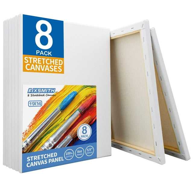 Canvas FIXSMITH, blanco estirado, 28 x 35 cm, paquete de 8 unidades, 100% algodón