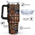 thumbnail image 3 of 40oz Bookshelf Bookcase Bookrack Stainless Steel Flip Straw Tumbler Spill Proof Travel Cup Double Wall Vacuum Insulated Coffee Mug with Handle, 3 of 6