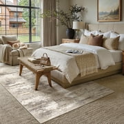 BERTHMEER 9'x12' Large Abstract Modern Area Rugs for Living Room Bedroom Dining Room Farmhouse Machine Washable Non-slip Rugs,Brown&Yellow