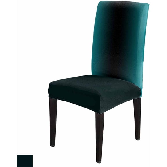 Chair Covers Ombre Black Teal Dining Chair Slipcovers Gradient Color Turquoise Stretch Removable Chair Seat Protector Party Decoration Set of 8