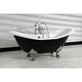 thumbnail image 2 of Aqua Eden VBT7D7231NC8 72-Inch Cast Iron Oval Double Slipper Clawfoot Tub (7-Inch Faucet Drillings) in Black/White/Brushed Nickel, 2 of 12