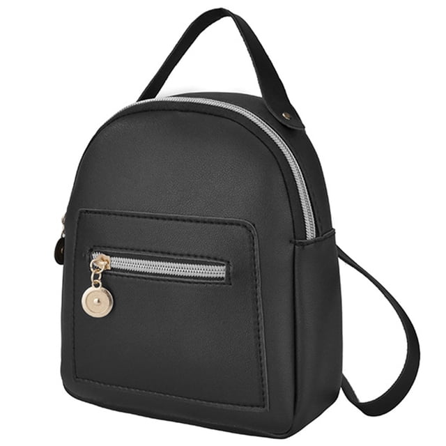 Women Faux Leather Backpack Solid Color Mini Shoulder Bag Mini Phone Backpack