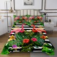 thumbnail image 1 of Erosebridal Plam Flower Coverlet Set Queen, Abstract Bedding Set, Kawaii Flamingo Decor, 3 Pieces, 1 of 5