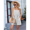 thumbnail image 4 of Women'S Summer Casual Sleeveless Loose Spaghetti Strap Drawstring Denim Shorts Jumpsuit with Pockets Grey XL, 4 of 7