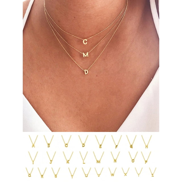 S925 Sterling Silver Initial Letters Mini Necklace 14K Gold Plated Personalized 26 A-Z Alphabet Pendant Mini Necklace Valentine's Jewelry Gift