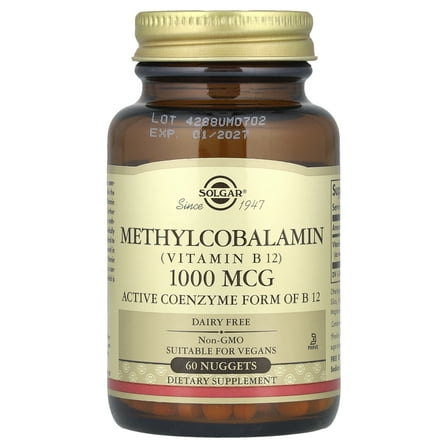 Sublingual Methylcobalamin (Vitamin B12), 1,000 mcg, 60 Nuggets, Solgar