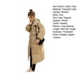 thumbnail image 7 of Winter Women Cotton Jacket Hooded Neck Protection Long Sleeves Pockets Zipper Closure Padded Coat Mid Length Solid Color Windproof Outwear, 7 of 7