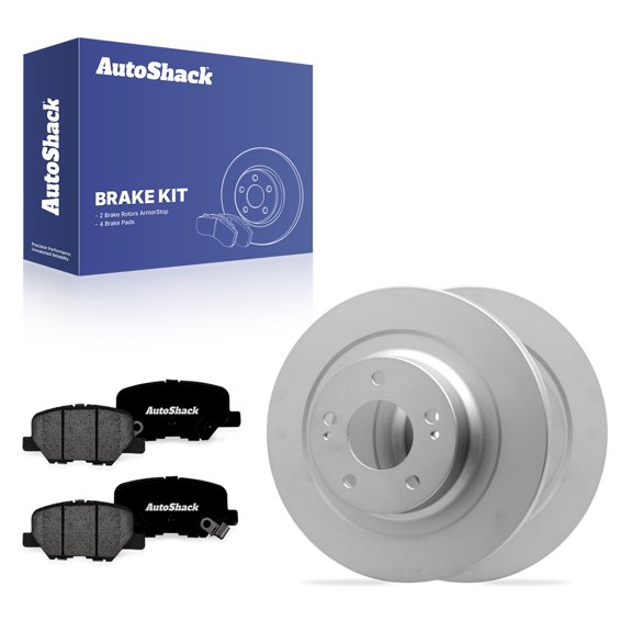 AutoShack Rear Solid Coated Brake Rotors   Premium Ceramic Pads 6-PC Brake Kit Replacement for 2013-2025 Mitsubishi Outlander Sport 2014-2019 Mitsubishi Outlander ArmorStop 11.89" (302 mm)