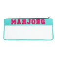 thumbnail image 2 of Mahjong Tile Storage Bag Portable Waterproof Organizer for American Mahjong Sets, Embroidered Letter Travel Case with Gold Zipper, 21 x 9 inch, Light Blue, 2 of 4
