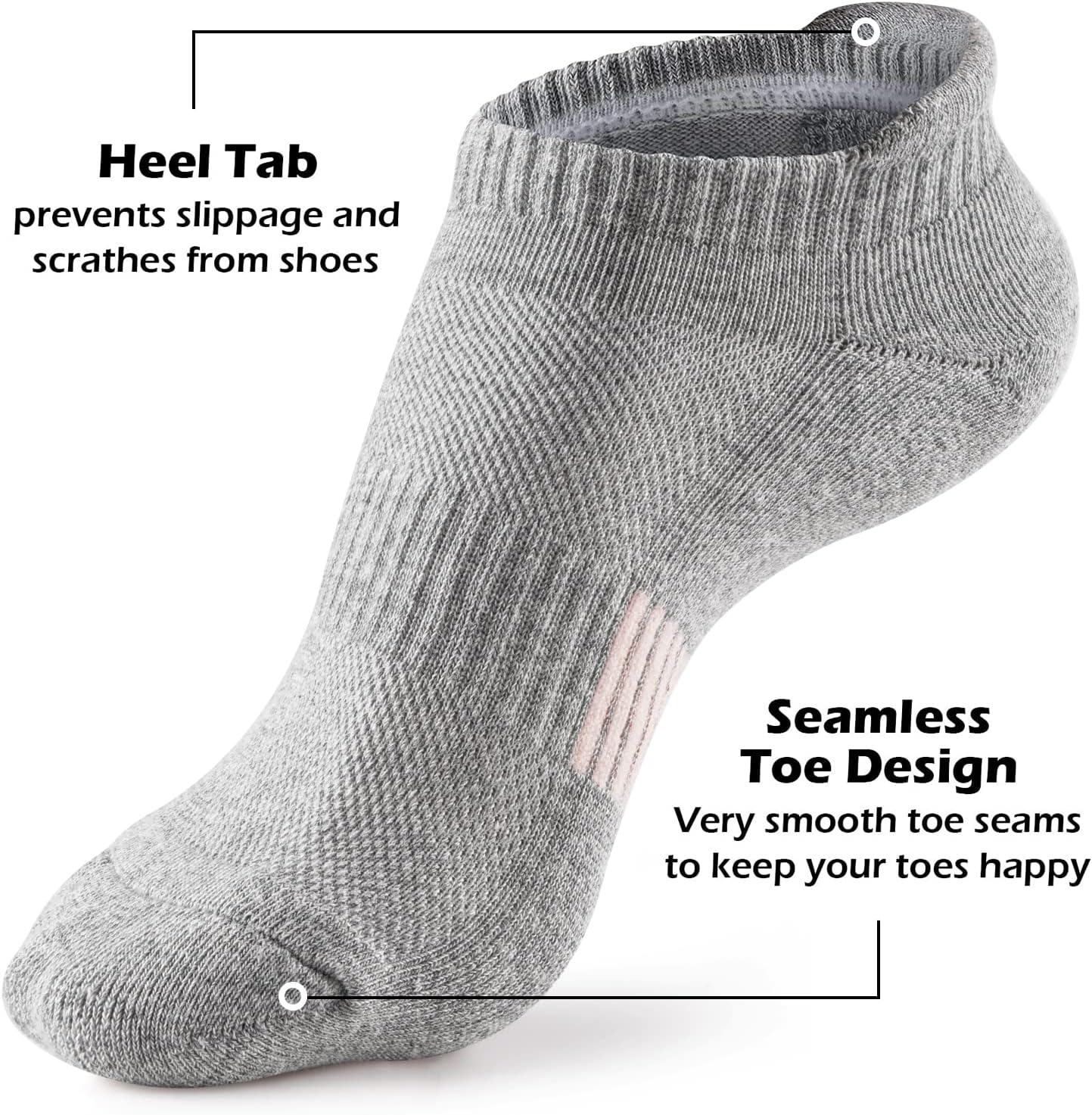Womens Ankle Socks 5 Pairs Cushioned Running Athletic No Show Socks With Tab