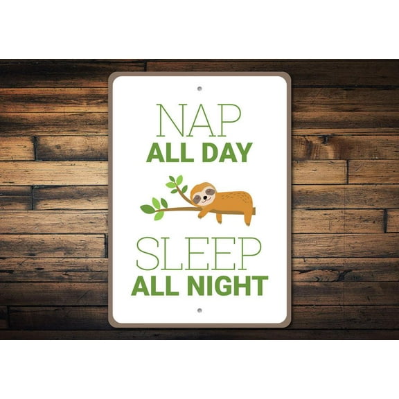 Nap All Day Novelty Sign, Metal Wall Decor - 10x14 inches