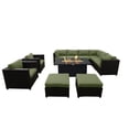 thumbnail image 1 of Innesbrook Collection 11-Piece Aluminum Patio Conversation Set with Green Cushions and Rectangle Fire Table, 1 of 3