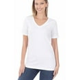 thumbnail image 4 of Zenana Plain Short Sleeve T Shirt V-Neck Top Stretch Cotton Tee Women Loose Fit, 4 of 4