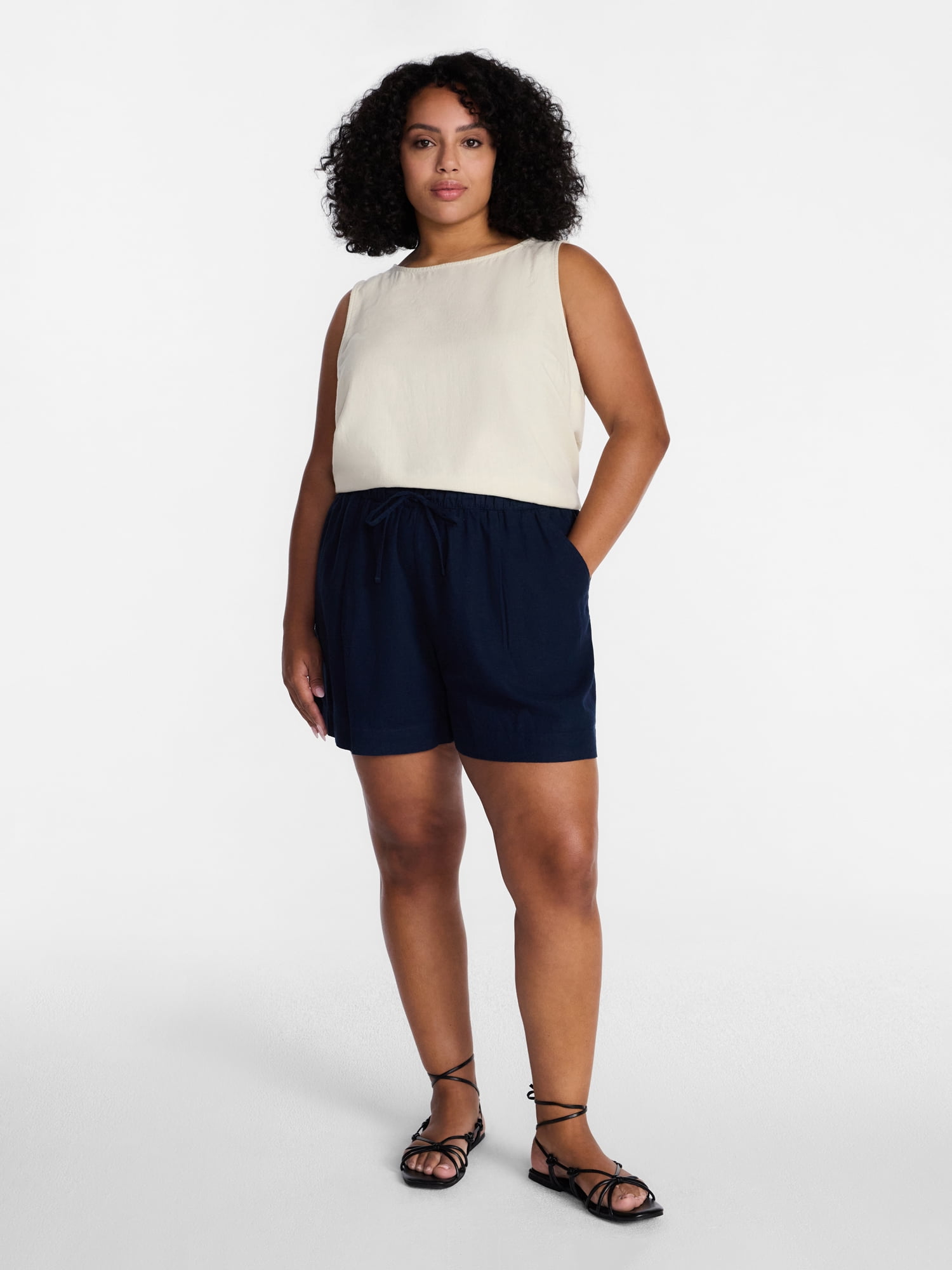 Time and Tru Women's Linen Blend Shorts, Sizes XS-XXXL