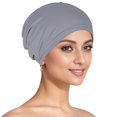 thumbnail image 5 of (Grey)Pure-Color Turban Hat for Ladies Stylish Breathable Headwear for All Season Wear, 5 of 5