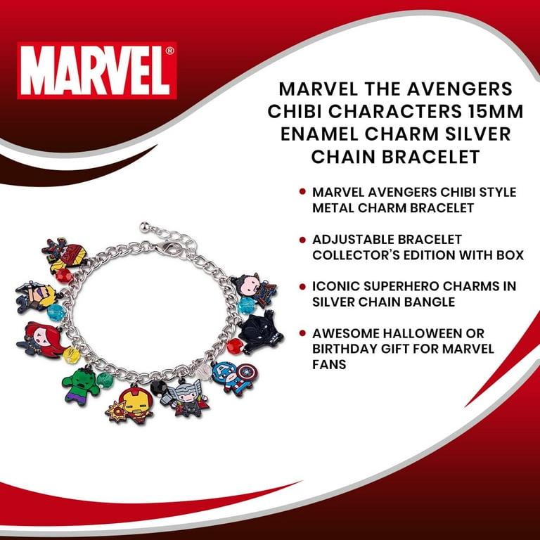 Marvel The Avengers Chibi Characters 15mm Enamel Charm Silver