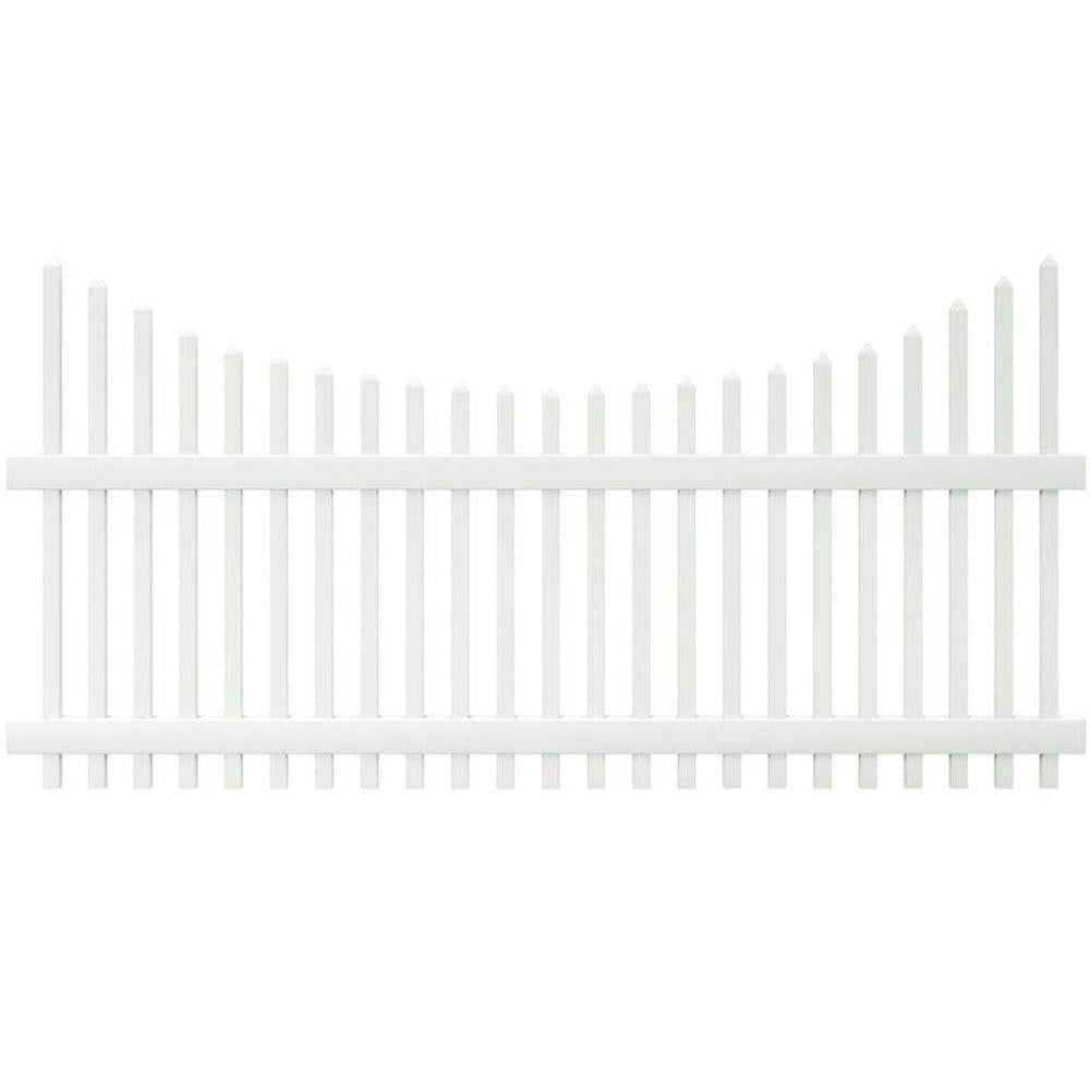 PicketLock 4 ft. x 8 ft. Pinehurst White Vinyl Scalloped Spaced Picket