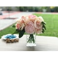 thumbnail image 2 of Enova Home Artificial Peony Rose and Hydrangea Mixed Silk Flowers Arrangement with Clear Glass Vase (Peach), 2 of 5