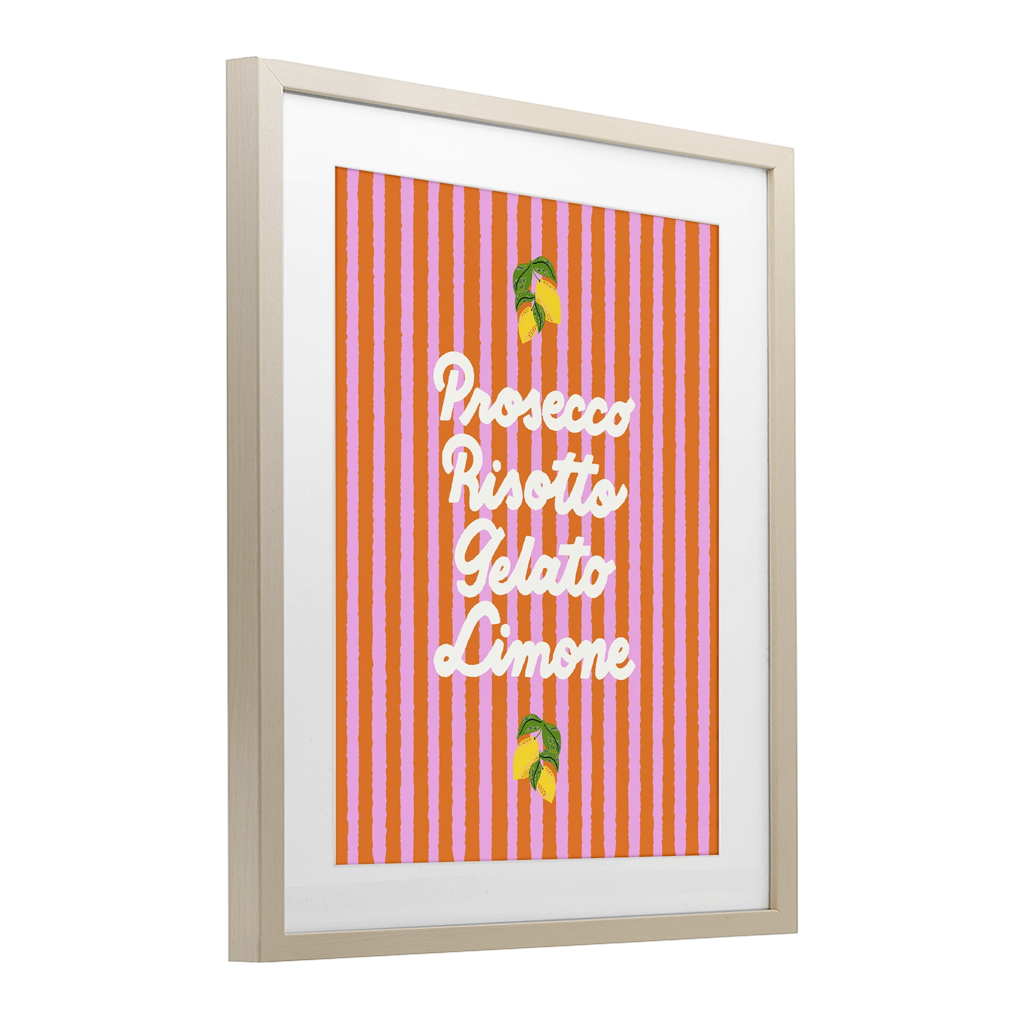 Stupell Industries Italian Enjoyment over Stripes Birch Framed Print Under Glass, design by Indira Prieto | IndySign
