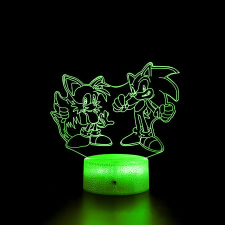 

Mouind Sonic 3D Night Light 3D Optical Illusion Lamp for Kids and Lovers 7 Colours Changing Acrylic LED Night Light Valentine s Day Gift(Sonic)