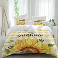 thumbnail image 2 of Sunflowers Bedding 3 Piece Duvet Cover Set Twin Size, Yellow Plaid Sunshine Vintage Country Bee Soft Microfiber Comforter Cover with Zipper Closure & Pillowcases, Wrinkle & FadeResistant Quilt Cover, 2 of 9
