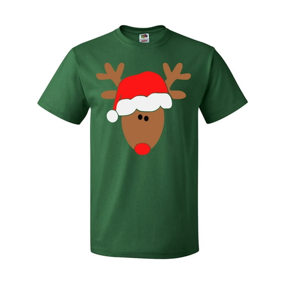 Inktastic Christmas Cute Reindeer in Santa Hat T-Shirt