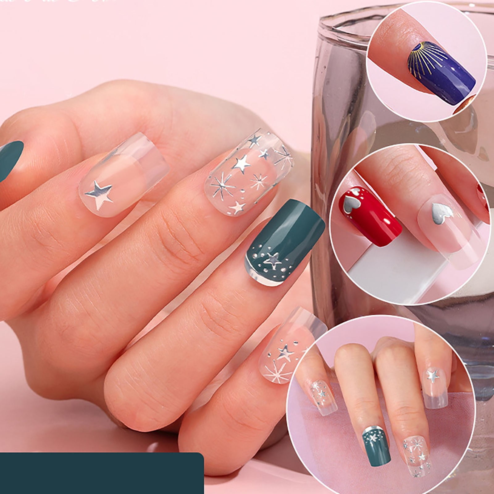 Rainbow Nail Stickers Gel Nail Forms Stickers Nail Stamper for Girls Ages 7-12 Nail Sticker Born Beauty Nail Wraps Nail Puncher Design for Polish Strips Fall Nails Design Rhinestone Stickers