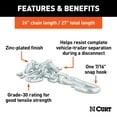 thumbnail image 2 of CURT 80313 27-Inch Trailer Safety Chain with 7/16-In Snap Hook, 5,000 lbs Break Strength, 2 of 6
