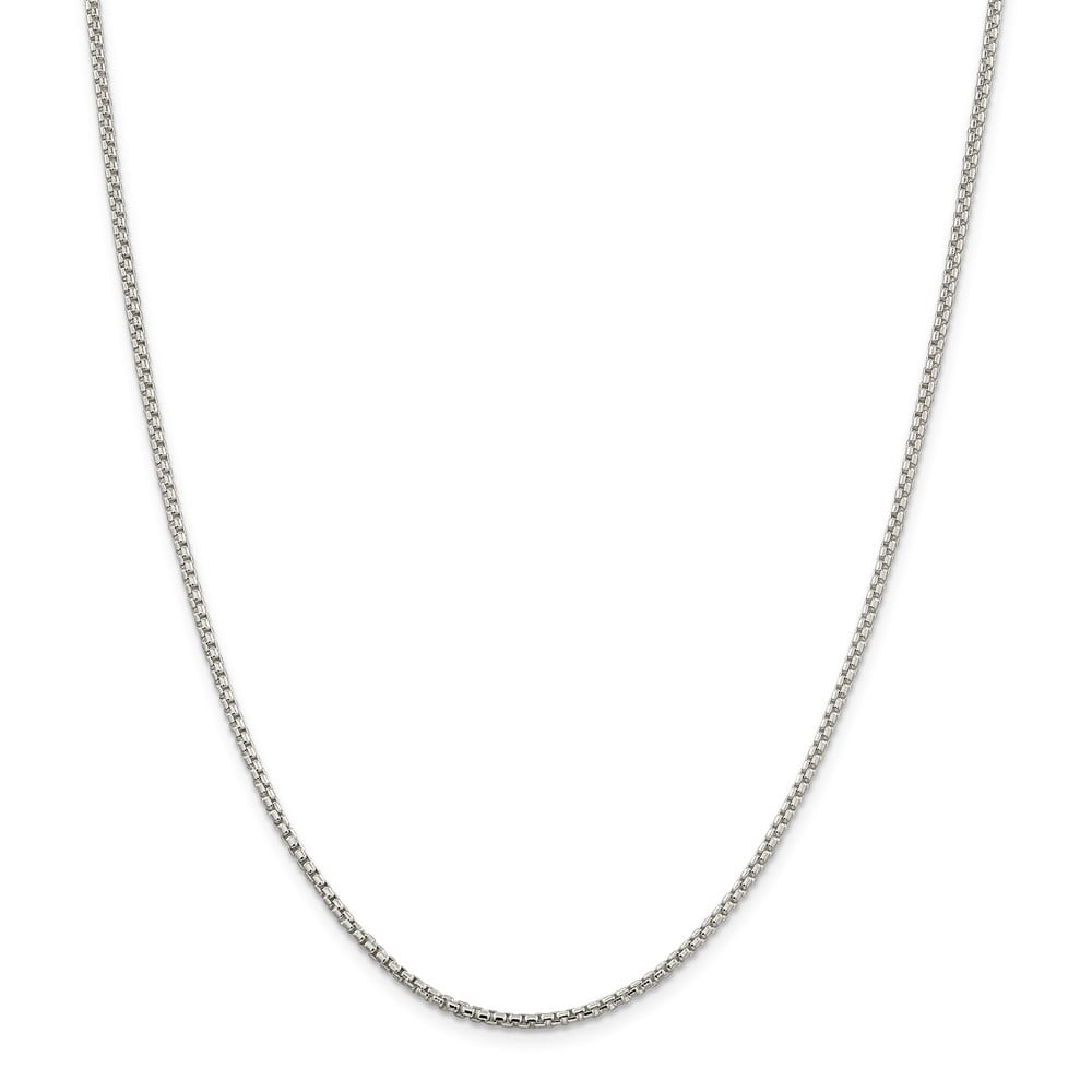 Sterling Silver Polished 2mm Wide Half Round Box Chain Necklace With Lobster Clasp Length 20 Inch