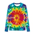 thumbnail image 2 of Favoffer Summer Unisex Kids Multicolor Tie-Dye Graphic Tee Round Neck Long Sleeve Stretchy Trendy Top Casual Travel Home Party 3-14Y, 2 of 5