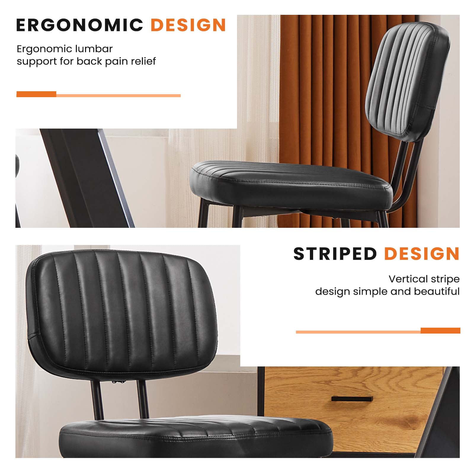 CONCETTA Mid-century Modern Dining Chairs, Kitchen Chairs Set of 4, Black