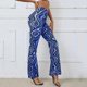 thumbnail image 4 of Pantalones de yoga Gibobby mujer Pierna recta Cintura alta suelta estampados azul L, 4 of 5