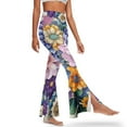 thumbnail image 2 of FKELYI Bohemian Flower Print Wide Leg Yoga Pants Bootcut Flared Leggings Split Front Yoga Pants Bell Bottom Palazzo Yoga Pants High-Waisted Sweatpants for Women Teen Girls, S, 2 of 7