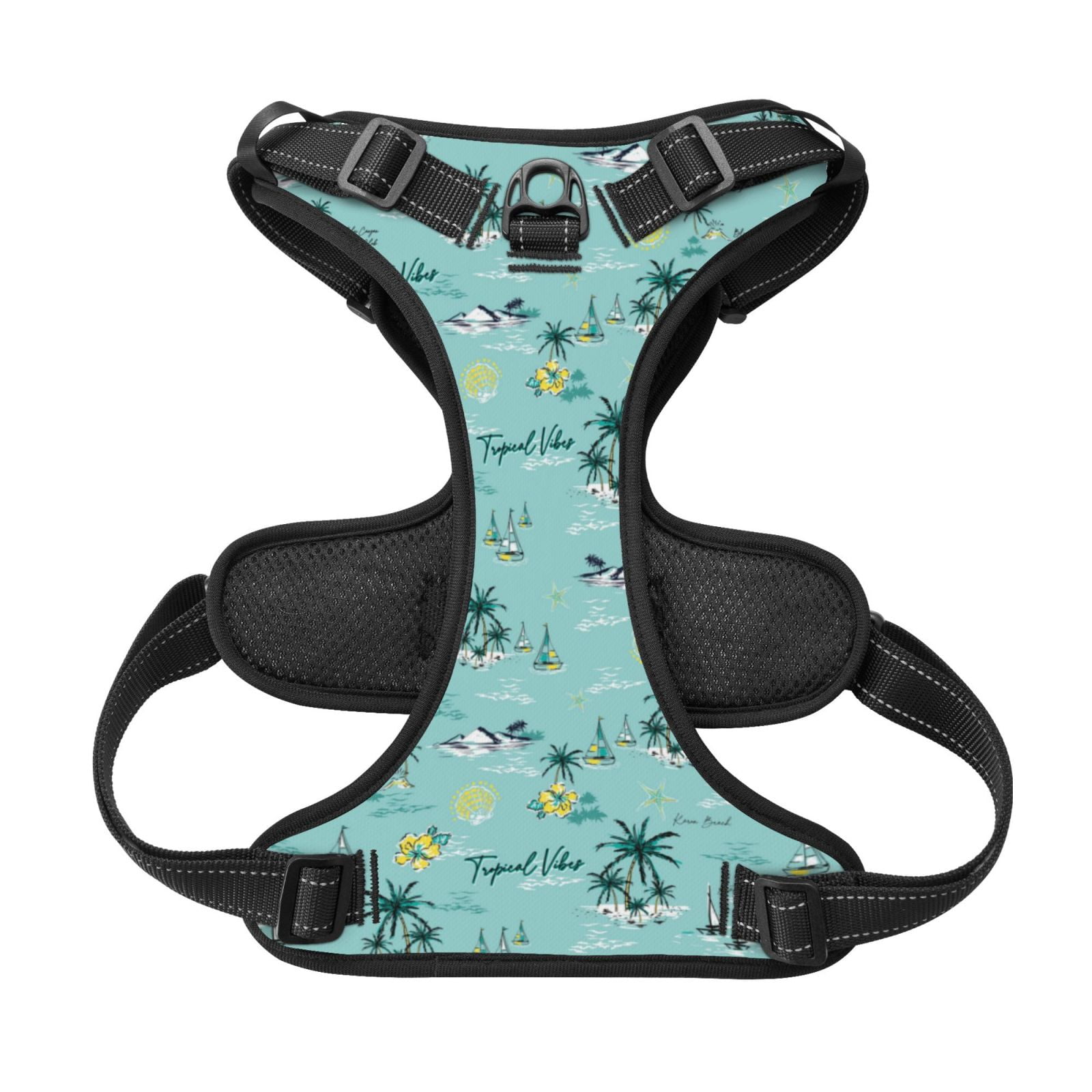 Kdxio Hawaiian Style Print No Pull Dog Harness Adjustable Reflective Oxford Easy Control Medium Large Dog Harness for Training and Everyday-Medium