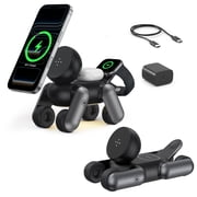 Imego 3-in-1 Morphic Canis Mag-Safe Wireless Charger Compatible with IPhone 17-12, AirPods, Apple Watch & Night Light Black