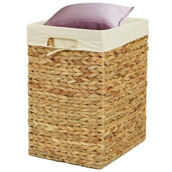 Handmade Rectangular Water Hyacinth Wicker Laundry Hamper with Lid Natural, Medium