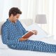 thumbnail image 5 of Balery Blue Gingham Pijama para Hombre de Dos Piezas con Manga Larga, Conjunto de Dormir y Descanso Suave con Bolsillos-Large, 5 of 6