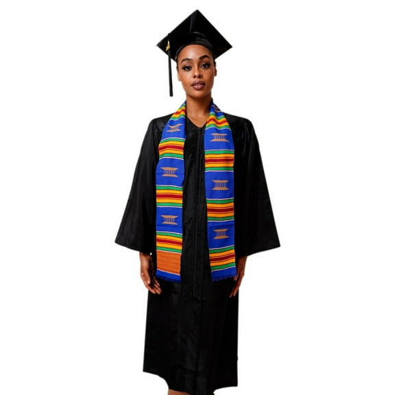 Blue and Gold Hand Woven Kente Cloth Graduation Stole / Sash