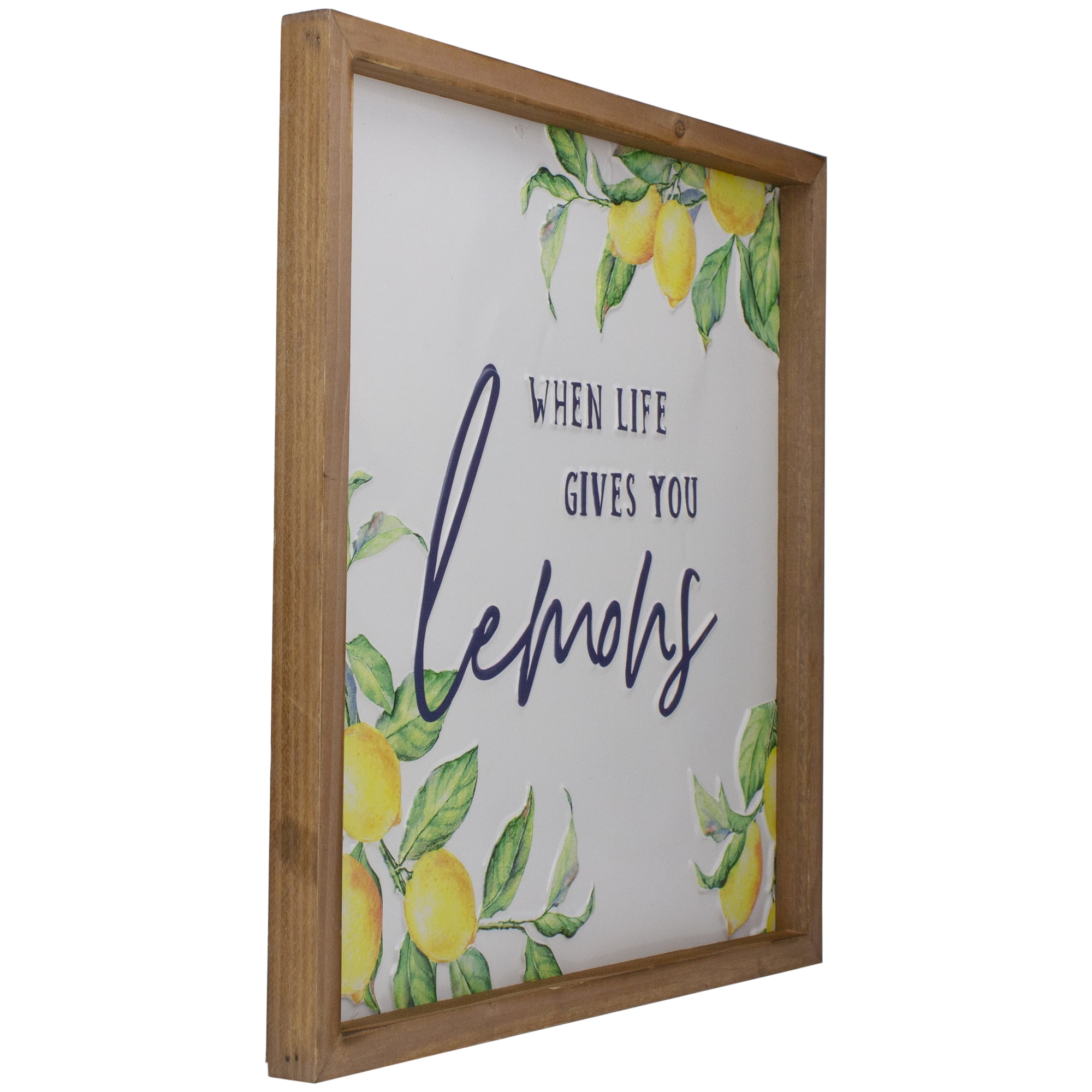 Northlight 16" Wooden Framed "When Life Gives you Lemons" Metal Sign Spring Wall Decor