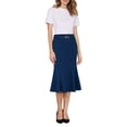 thumbnail image 2 of INSPIRE CHIC Women's Elegant Fishtail Skirt High Waist Belted Work Midi Mermaid Skirts S Royal Blue, 2 of 5