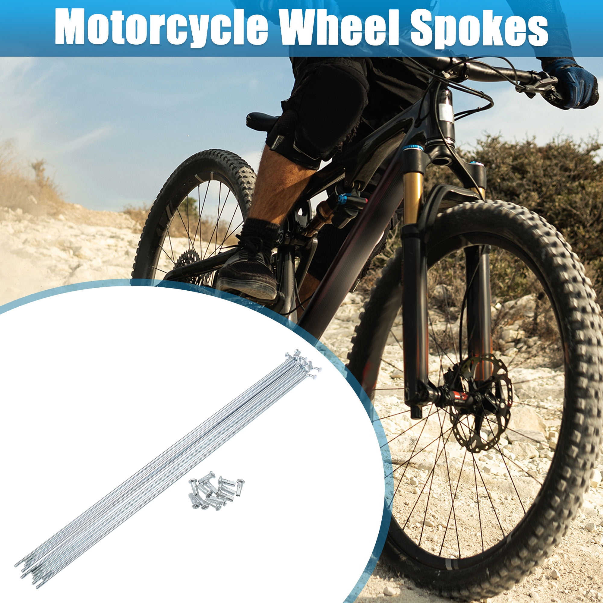 Unique Bargains 12pcs 14G J Bend Motorcycle  Bicycle Galvanized Spokes Silver 10.04"