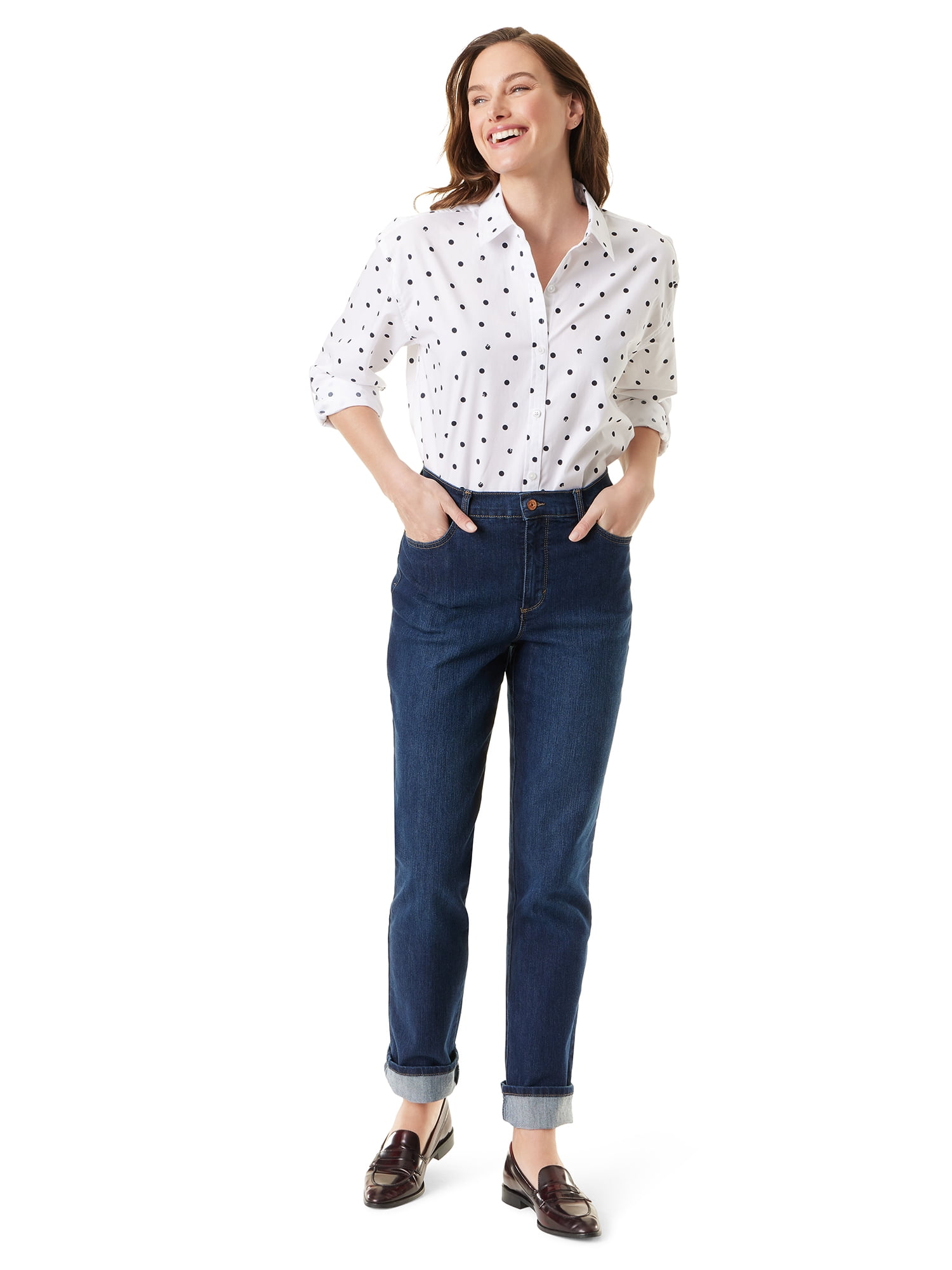 Gloria Vanderbilt Swan Series Women's Amanda Oversized Shirt, Sizes S-XXXL