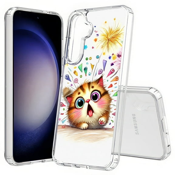 TalkingCase Slim Fit Phone Case Compatible for Samsung Galaxy S25  Plus(Not S25/ S25 Ultra), Surprised Cute Cat Print, Lightweight,Flexible, USA Print