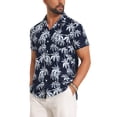 thumbnail image 4 of INSPIRE CHIC Men's Short Sleeve Button Down Camp Collar Leaf Print Hawaiian Shirts M Navy Blue, 4 of 5