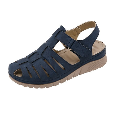 

Women Summer Beach Sandals Fashion Flat Casual Shoes Comfortable Soft Soled Pregnant Ladies Shoes Versatile Velcro Lazy Sandals