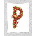 thumbnail image 1 of Christmas Alphabet Tapestry, Image of Highly Realistic Tree Branches as P Letter Art Print, Wall Hanging for Bedroom Living Room Dorm Decor, 40W X 60L Inches, Pearl and Olive Green, by Ambesonne, 1 of 2