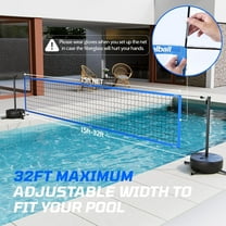 Portable Adjustable Pool Volleyball Net Set with LED Lights and Water-Filled Bases for Night