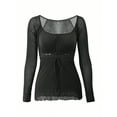 thumbnail image 5 of EMMIOL Women's Y2K Off-Shoulder Square Neck Long Sleeve Top with Front Tie, Trendy Slim Fit Spring/Fall Blouse, 5 of 7