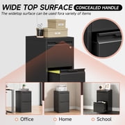 Kooyon 2 Drawer Vertical File Cabinet with Lock, Black Metal Filing Cabinet for Home Office, Fits Legal/Letter/A4-Assembly Required
